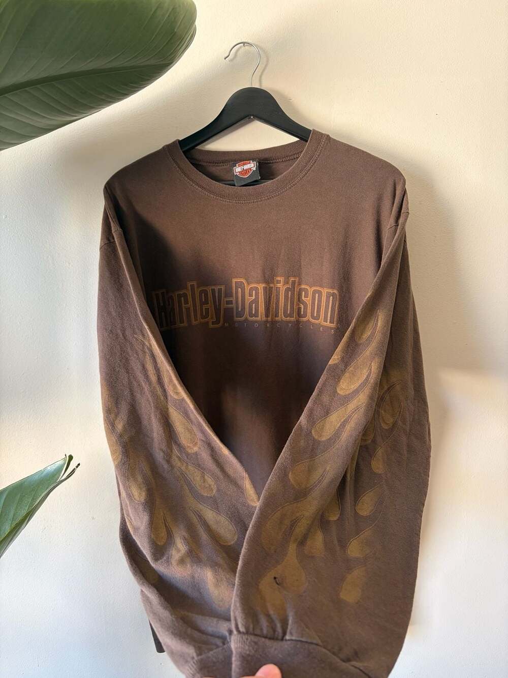 Vintage Brown Harley Davidson Flame horny toad Longsleeve